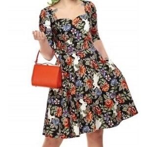 NWT COLLECTIF Eliana Forest Floral Swing Rock A Billy Dress 3X PLUS Bunny